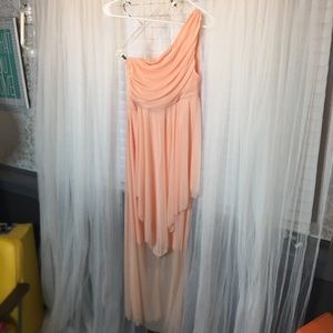 Peach Chiffon One Shoulder Dress